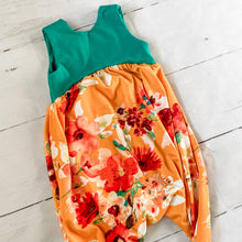 Load image into Gallery viewer, Mustard Floral Alley Cat Romper

