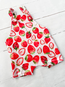 Strawberry Knotted Shortie Overalls