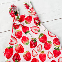 Load image into Gallery viewer, Strawberry Knotted Shortie Overalls
