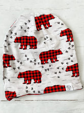 Load image into Gallery viewer, Bear Walk/Plaid Slouchy Beanie
