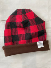 Load image into Gallery viewer, Plaid/Brown Slouchy Beanie
